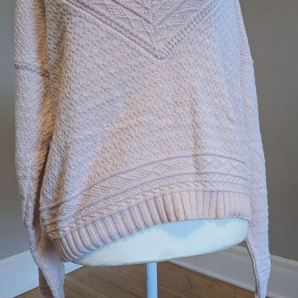 Vintage 90s Pink Sweater Domani V-Neck Varsity Pullover Preppy Size Large - Picture 5 of 7